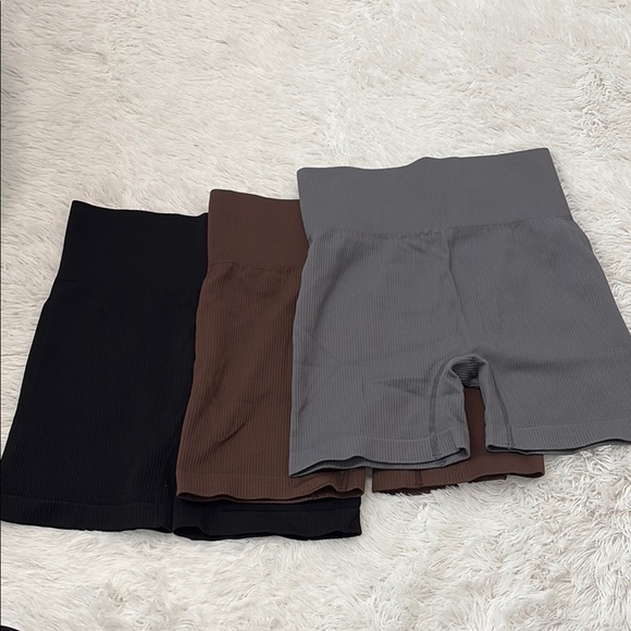 Pants - Women's High-Waisted Shorts - Black, Brown, and Gray